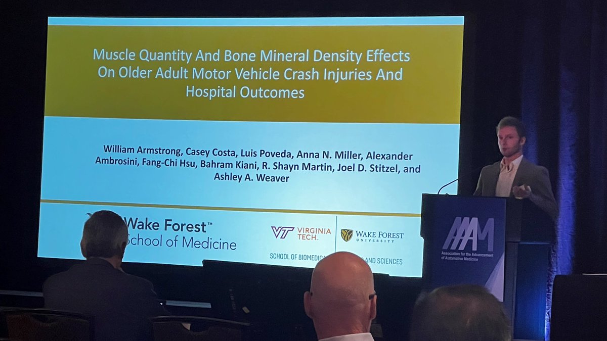 AshleyAWeaver's tweet photo. 🎉1st conference talk for Will Armstrong at @AAAMFeed in Portland! His paper looks at how muscle and bone health affect outcomes in🚗crashes: https://t.co/iirJTX3gIB
Thanks to our sponsor @NHTSAgov #CIREN https://t.co/skJjs4dol6