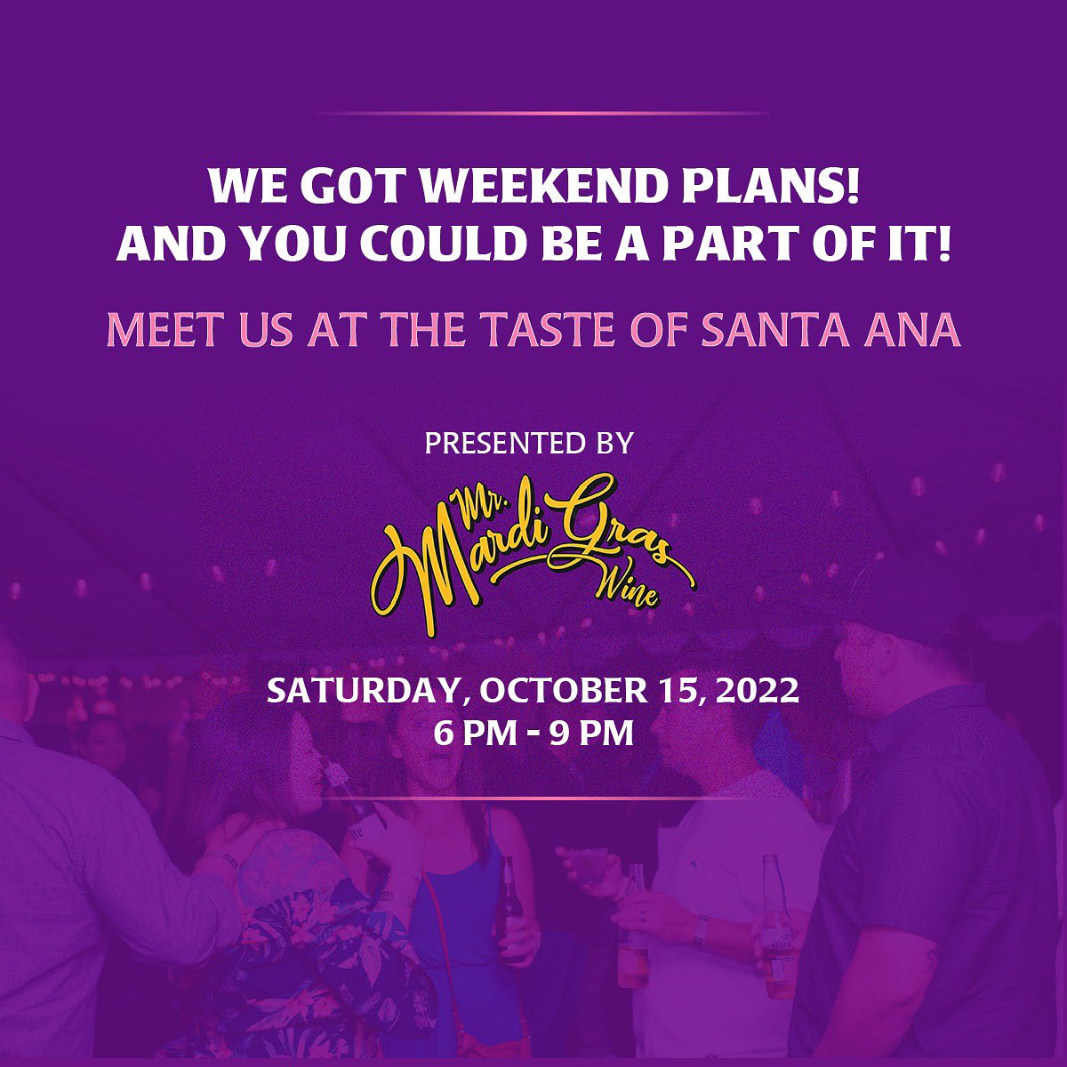 We’ve something super special in store for you! 😍🥳💯

See you at the Taste of Santa Ana fest💃🏻🎉🍷

#mrmardigraswine #tasteofsantaana #santaana #santanaap #foodfestival #santaanacalifornia #californian #shopmainplace #visitcalifornia #findyourfamilyfun #cityofsantaana