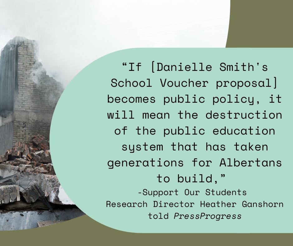 SOSAlberta's tweet image. Danielle Smith's School 'Vouchers' will decimate public education as we know it.
Vouchers have failed miserably in the USA. They led to the collapse of public schools because essential public dollars were siphoned off to elite private schools &amp;amp; exclusive charter schools. #ABEd
