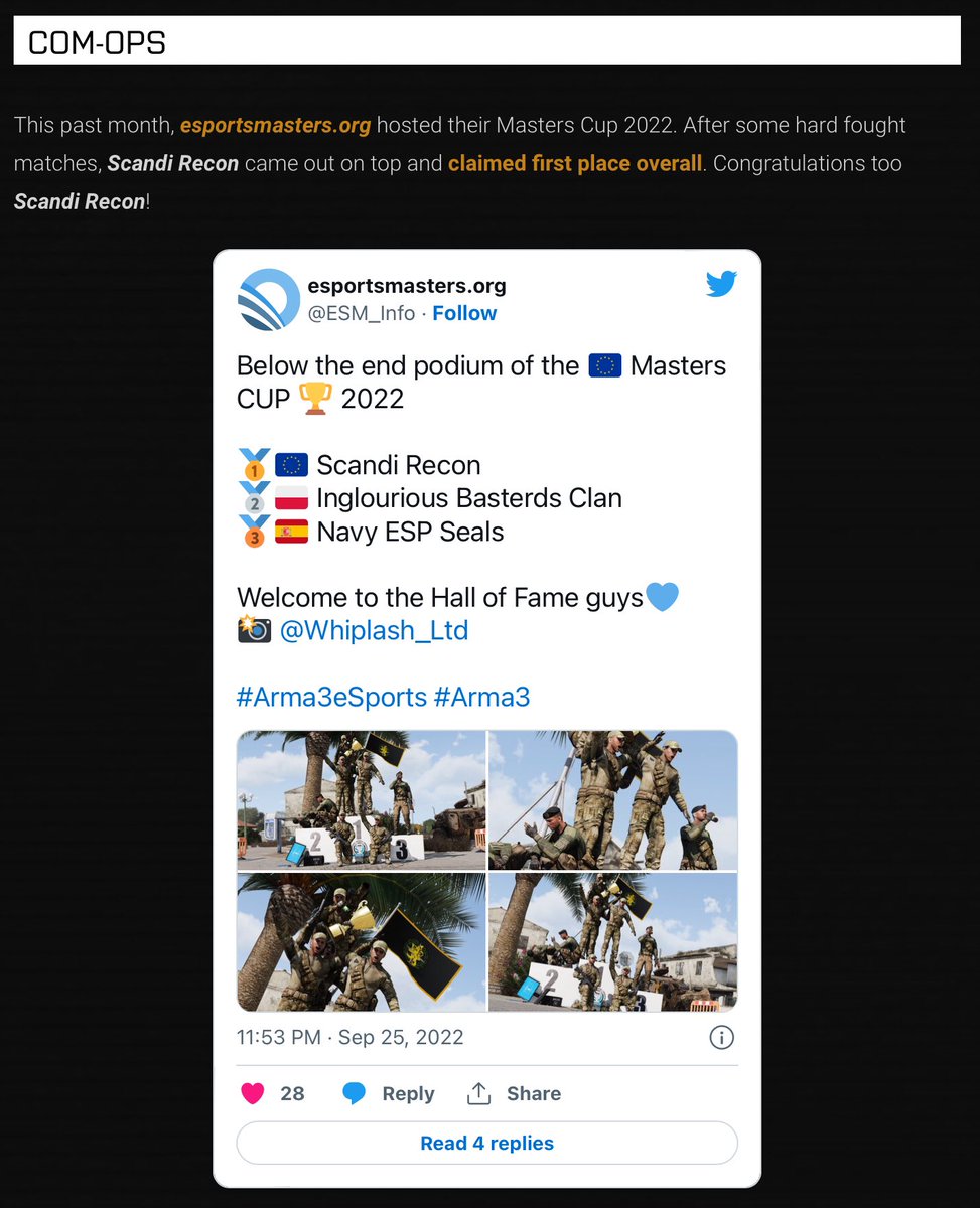 Thanks <a href="/ArmaPlatform/">Arma Platform</a> 💙 …

#Arma3eSports #Arma3