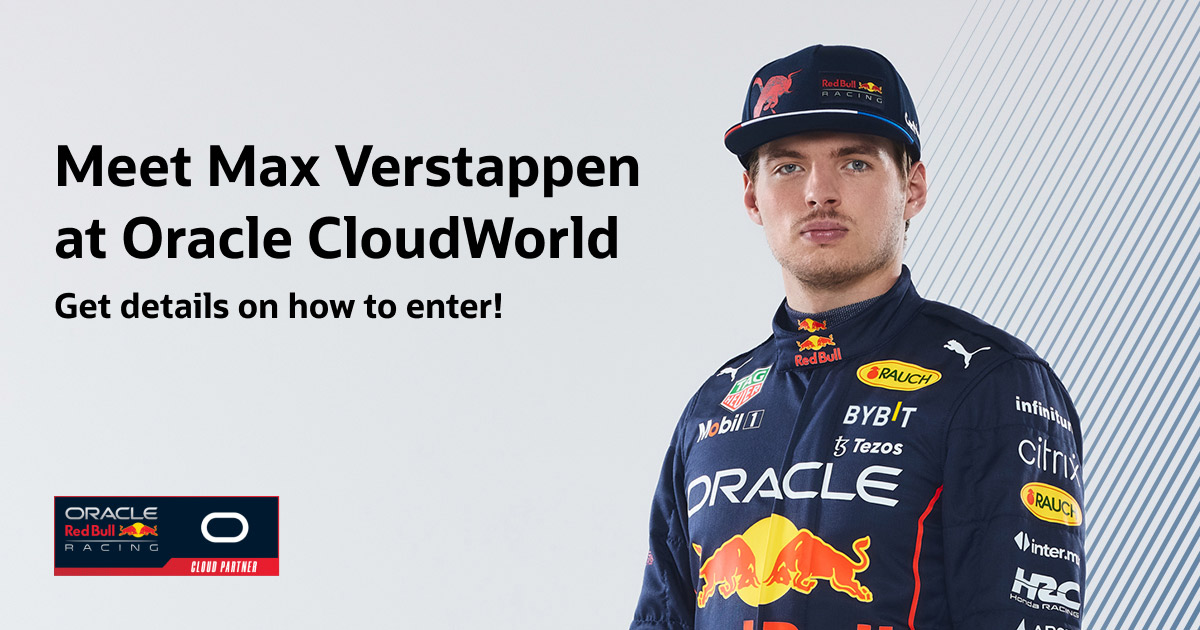 Want a chance to meet Max Verstappen at @Oracle #CloudWorld? Of course you do! Join the #ODevRel Slack channel to learn more about this exciting opportunity. social.ora.cl/6010MiVny