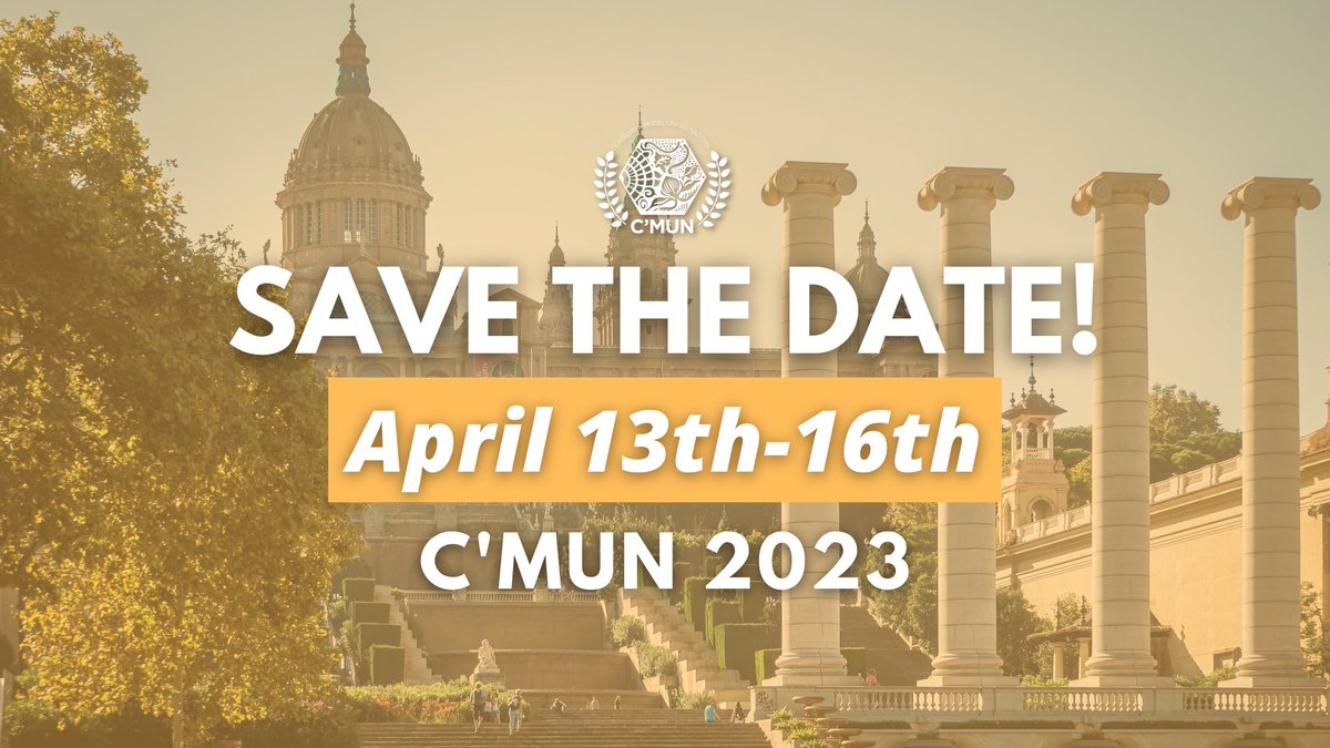 ‼️WE ARE BACK: C’MUN 2023 will take place from April 13th to April 16th 2023!

Stay tuned for more information coming soon…

#CMUN #Barcelona #UnitedNations <a href="/ANUE_ONU/">ANUE Naciones Unidas</a>