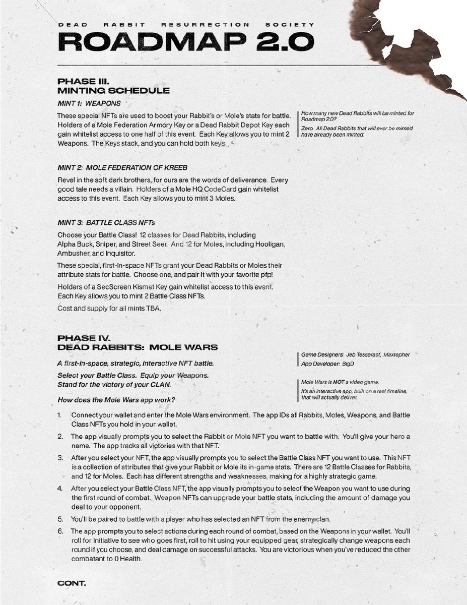 ki1ic's tweet photo. 1. Stake for $DEAD (and $SOCIETY😉)
2. Mint weapons
3. Mint moles #MFoK
4. Mint battle class
5. Mole wars!
The @DeadRabbitRS Roadmap 2.0 is amazing. I have huge faith in this team.
#Cardano #NFT #NFTs #crypto https://t.co/d84o3eb1n6