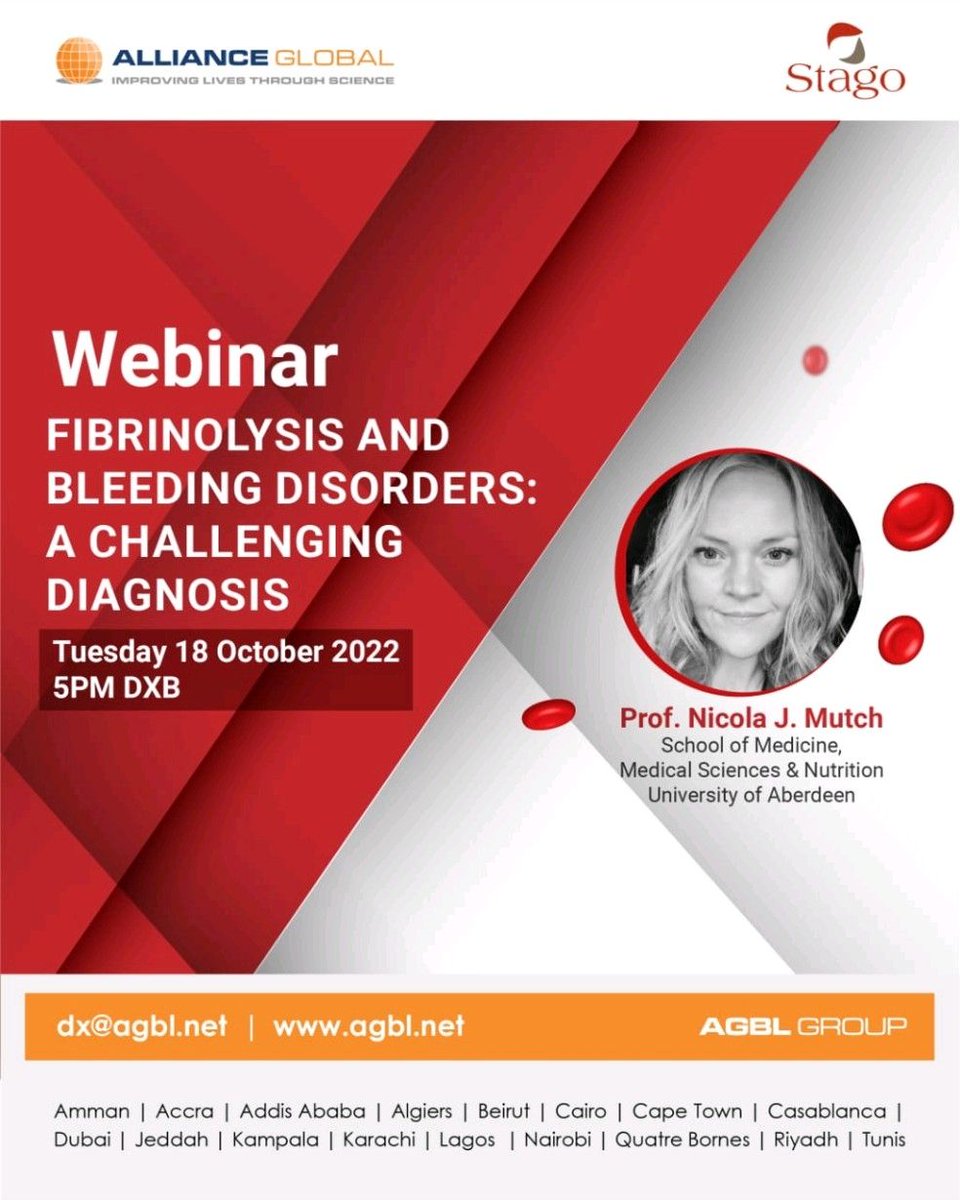 Alliance Global welcomes you for a webinar by Stago on clinical advances to diagnose bleeding disorders related to fibrinolysis pathway impairment

Visit stagowebinars.com to register &amp; attend the recorded webinar on October 18, 2022

#webinar #clinicalpathology #phds #agbl
