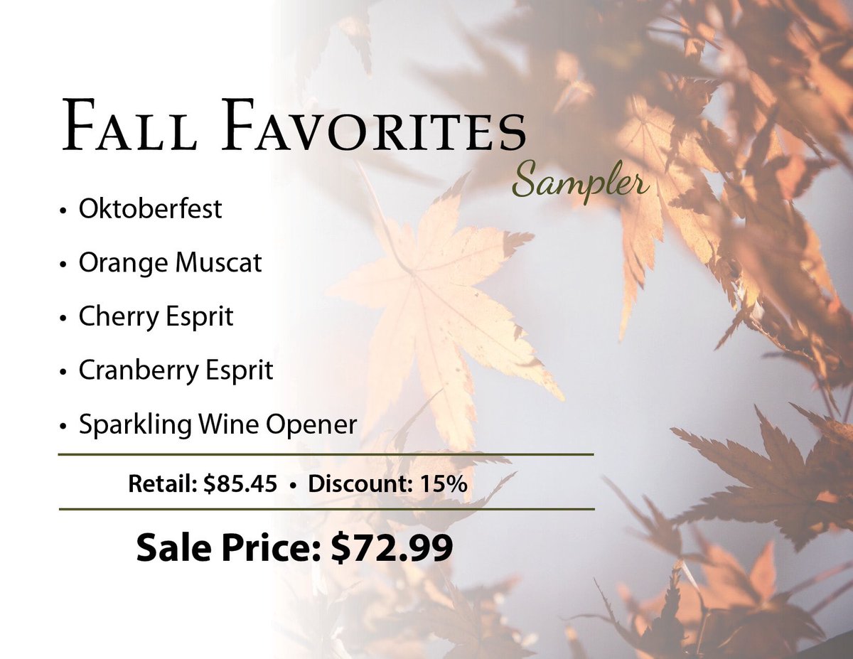 dcwinetrail's tweet photo. @vonstiehl has a great Fall Favorites Sampler for you to try! Grab this deal for 15% off regular prices! 

 https://t.co/Im0ly5lLNb

#winetasting #wine #doorcountywinery #doorcounty #doorcountywine #winelover #vonstiehlwinery #fallwine #fallwines https://t.co/or1hmldVSN