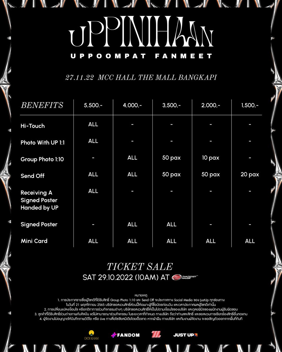 Justupbangkok's tweet photo. Uppoompat Fanmeet
ตอน UPPINIHAAN (อัพภินิหาร)
27 NOV 2022
MCC HALL The Mall Bangkapi

เปิดขายบัตร 29.10.2022 (10AM)
ที่ @THAITICKETMAJOR

For more infor :
https://t.co/UsEYVZrf6N

#UPPINIHAAN
#UP28thProject
#uppoompat
#JustupArtist https://t.co/Us1PiAYF0O