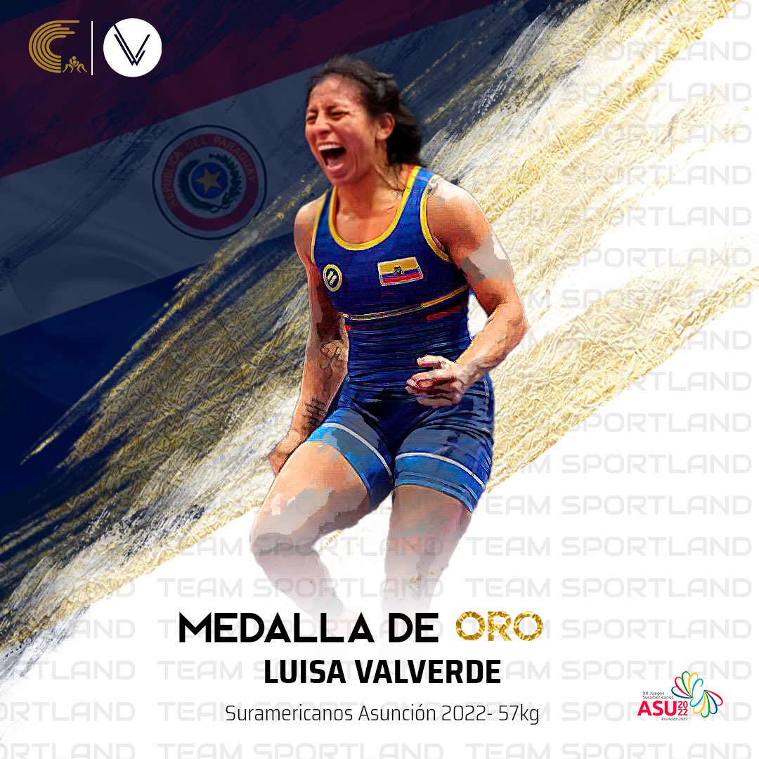 SportlandC's tweet photo. ¡ORO SURAMERICANO! Luisa Valverde obtuvo medalla de oro 🥇 en los 57kg estilo libre 🤼‍♀️ en los Juegos Suramericanos Asunción 2022. Felicitaciones Luisa, vamos por más! 💪🏼🔥 #LuisaValverde #asuncion2022 #TeamSportland https://t.co/xSfyzyDAiJ