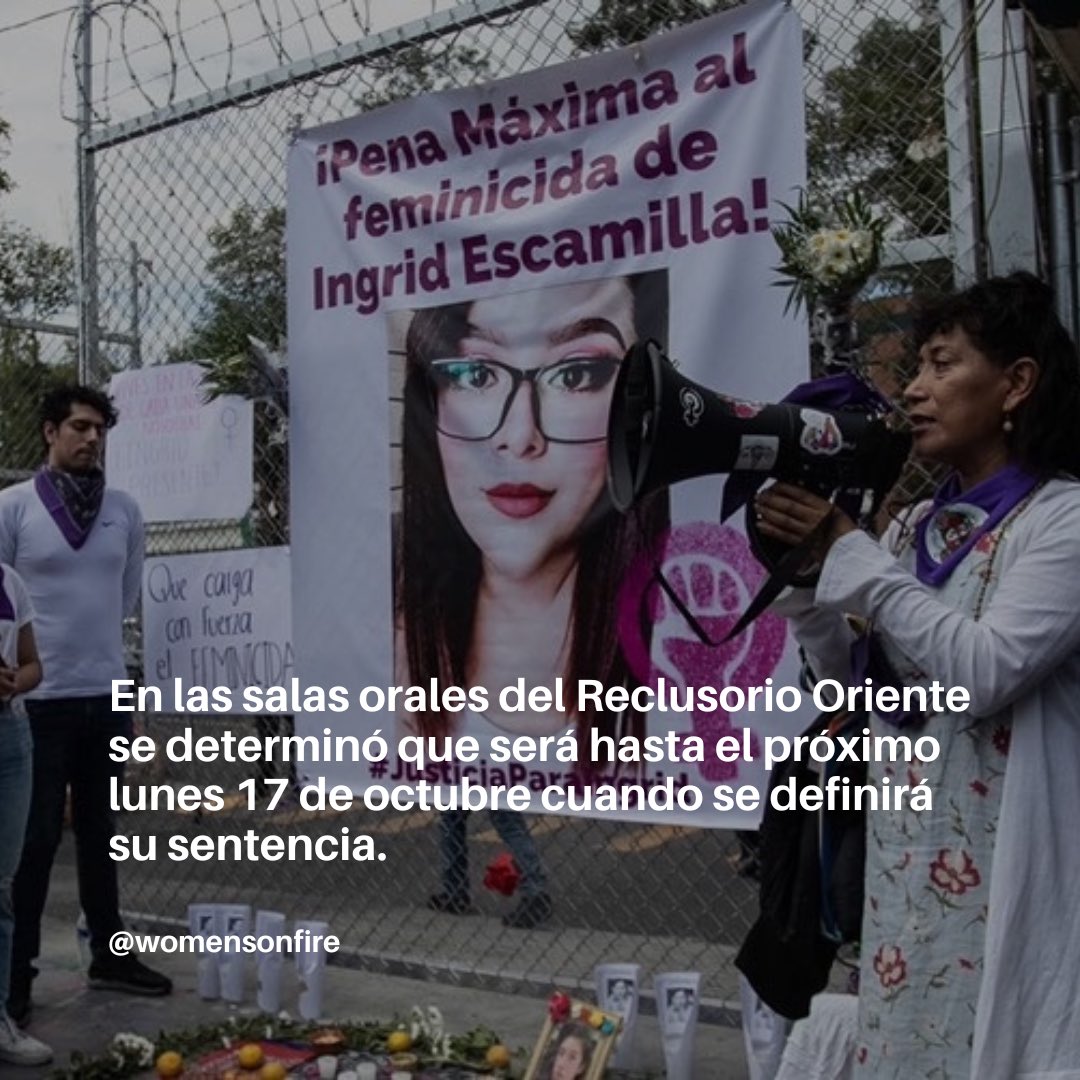werwomenonfire's tweet photo. El feminicida de Ingrid Escamilla fue
declarado CULPABLE.

Hasta el próximo lunes 17 de octubre se dará a conocer la
sentencia que tendrá que cumplir + reparación del daño.

Después de 2 años se logró justicia, ahora se busca que se
dicte PENA MÁXIMA. 

#IngridEscamilla https://t.co/au3wVn9h8D