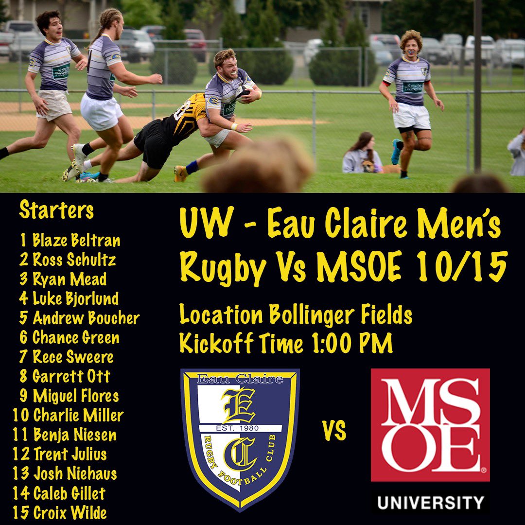 ECRFCrugby's tweet photo. This Saturday we take on MSOE at home if we win this game we clinch a home game for the first round of playoffs!!! #uwec #blugolds #rugby #ecrfc #dawgsgottaeat #MSOE #NCR #Uwecrugby #saturdaysarugbyday https://t.co/RfhQ8jksuj