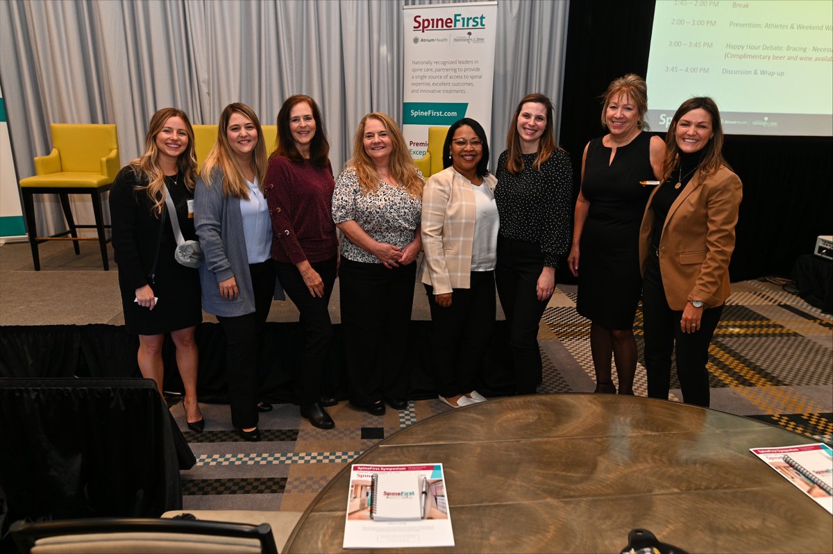 AtriumMSKI's tweet photo. Thank you to our speakers, attendees and team who made the inaugural #SpineFirst symposium a success! Missed the event? Visit https://t.co/Be3gX903CH to learn more about how #SpineFirst provides unmatched spine care.  #SpineFirst #AtriumHealth #CNSA #AtriumMSKI @cnsa_insights https://t.co/IfGkE3ggAp