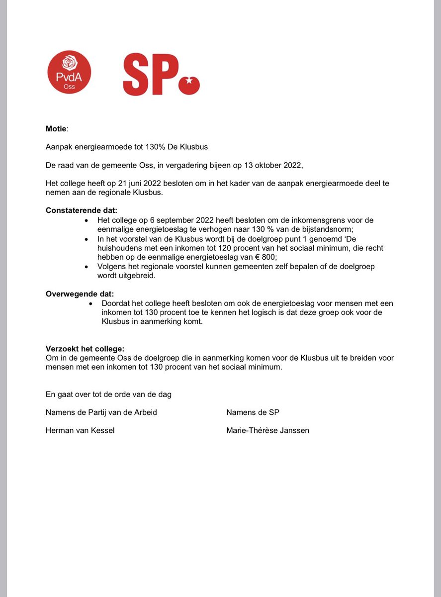 Onze motie, die we samen met de SP hebben ingediend is zojuist unaniem aangenomen. Een mooie stap om energiearmoede aan te pakken. 🌹