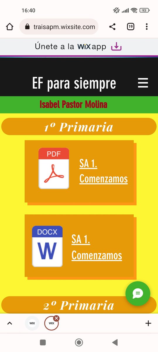 maestraisapm's tweet photo. Nuevo material subido a mi página web. Espero que os sea de ayuda. Se trata de UDIS y Situaciones de Aprendizaje desde 1° a 6°. Poco a poco iré subiendo el resto. 
Enlace en mi bio. 💪🏃🏼‍♀️👍🔋
#ef #ef1hdiaria #recursosef #juegosef #oposicionesef #compartesincondiciones #edufis https://t.co/iumVM6daYR