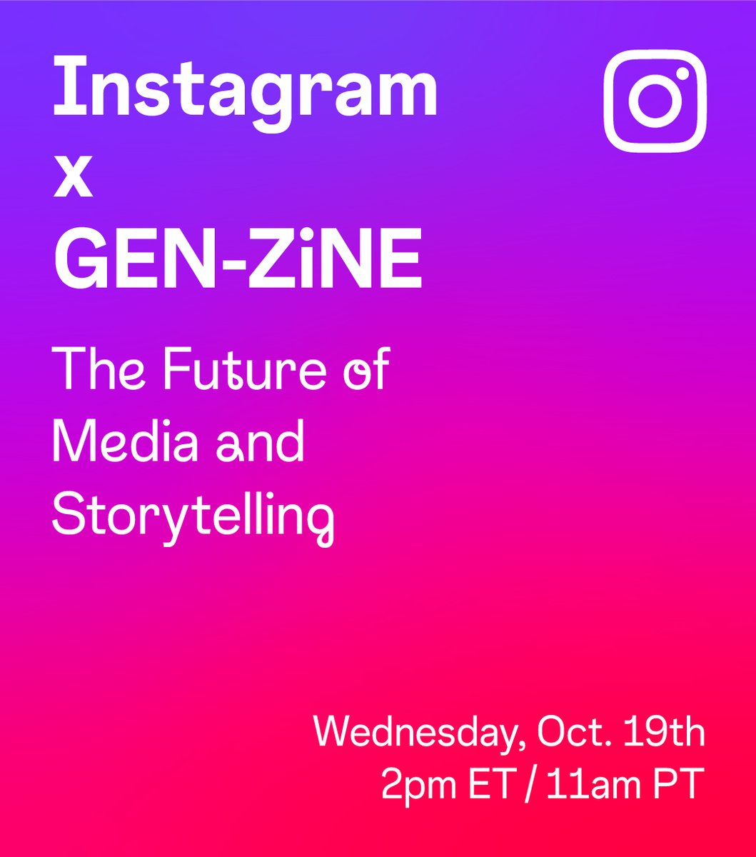 instagramnp's tweet photo. RT instagram "RT @instagram: 🗣️🗣️🗣️ Tune in to our Spaces chat co-hosted by @thegenzine1 about the future of media and storytelling ✨

Wednesday, Oct. 19, at 2 p.m. ET / 11 a.m. PT

https://t.co/66H55MPOWX

Check out our speakers 👇 https://t.co/MGNCFJcbdV"