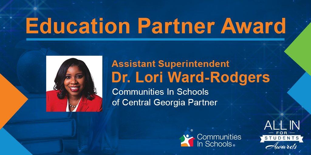 Congratulations to <a href="/LoriWardRodgers/">Lori Ward-Rodgers</a> on being named the recipient of the <a href="/CISNational/">Communities In Schools</a> All In for Students Education Partner Award! She has been chosen for her 11 years of partnership with <a href="/cis_centralga/">CIS Central GA</a> and her two decades of leadership and advocacy for students. #AllInForKids