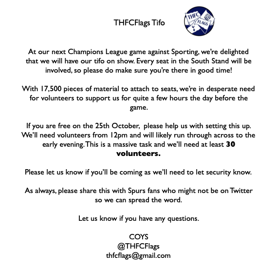 Please read and share the tifo update!
