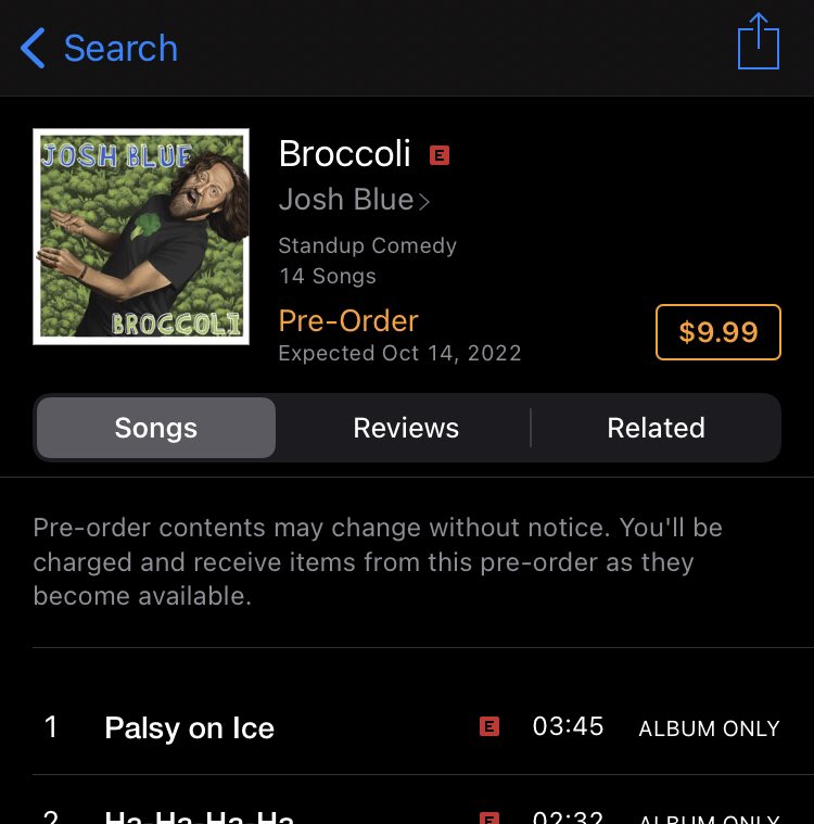 Stand Up! Records (@standuprecords) on Twitter photo Tonight’s the night! <a href="/JoshBlueComedy/">Josh Blue</a>’s latest, #broccoli, is out at midnight at the <a href="/iTunes/">iTunes</a> music store! #preorder is up until then. Slide on over and get it in your DLs (downloads)!
bit.ly/3yuWnJu Tonight’s the night! <a href="/JoshBlueComedy/">Josh Blue</a>’s latest, #broccoli, is out at midnight at the <a href="/iTunes/">iTunes</a> music store! #preorder is up until then. Slide on over and get it in your DLs (downloads)!
bit.ly/3yuWnJu