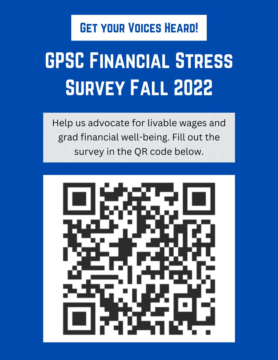 UAGPSC's tweet photo. Get ready for our GPSC Financial Stress Roundtable happening today in just a couple of hours! Fill out the survey and get ready for some honest conversations and free food! We look forward to seeing you all at ENR2, Room N595 from 4PM - 5:30PM! https://t.co/A3sHEojwSM