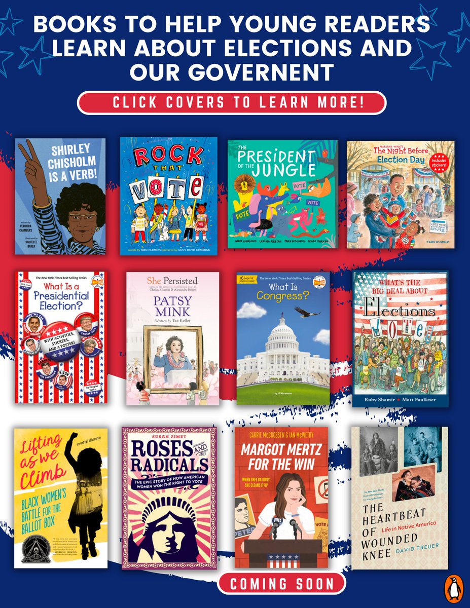 PenguinClass's tweet photo. Looking for books to help your students and young readers learn about government and elections? This booklist features books for grades PreK-12 from @megosphere @freeblackgirl @taekeller @ruby_shamir @vvchambers &amp; more!

Download the interactive booklist: https://t.co/d46Ia5rFIQ https://t.co/EPXXElI0lO
