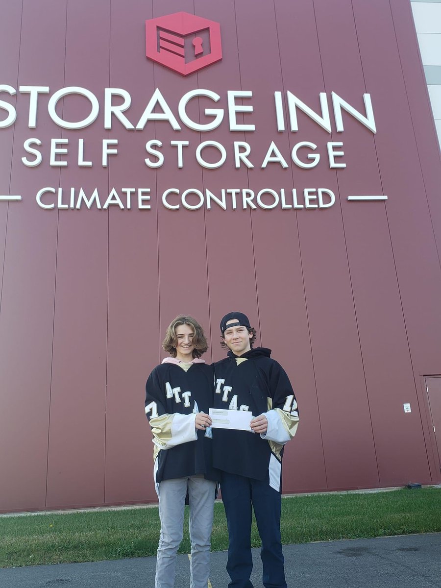 Attack_U15's tweet photo. A huge shoutout and thank you to our friends over at Storage Inn - self storage for their support heading into the 2022/23 season.  Parker MacDonald and Willam Mossey stopped by recently to meet the team and accept their donation. https://t.co/NHeBqtj0BR