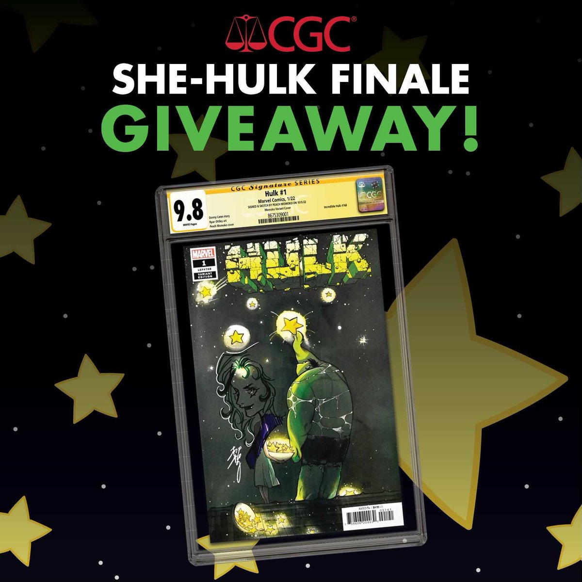 Want to win this smashing CGC 9.8 Hulk #1 signed and remarqued by <a href="/peachmomoko60/">peach MoMoKo 桃桃子</a>? Like/Retweet this post, mention 3 friends and make sure you're following us for a chance to win! Make sure to interact with this post on our INSTAGRAM and FACEBOOK as well for additional entries! 💪