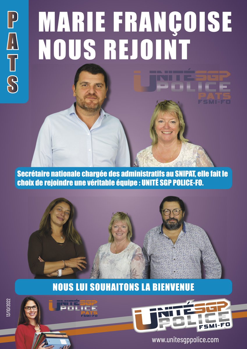 usgppPATS_SND's tweet photo. 🛑Arrêtez TOUT ✋🏼! La Secrétaire Nationale du #SNIPAT démissionne et rejoint @usgppPATS ! 
Une preuve de plus que le « bloc syndical Alliance-Unsa » ne pourra jamais représenter et défendre dignement les intérêts des #PATS !
👉🏼Rejoingnez-nous ! https://t.co/nXSn1uZIHn
