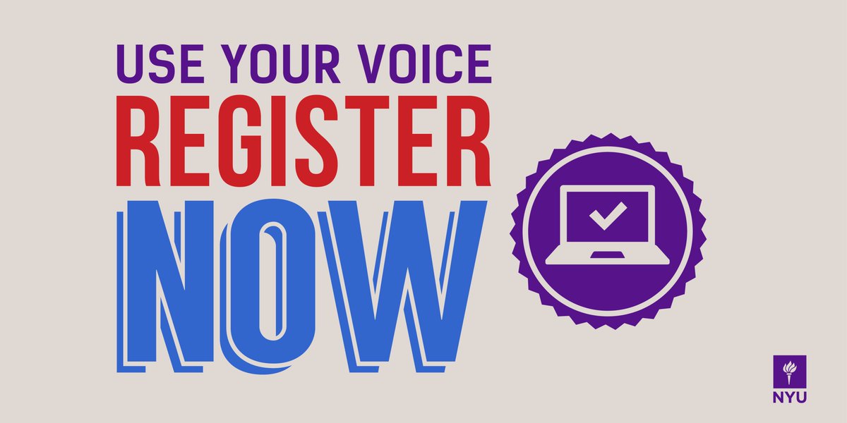 TOMORROW is the last day that eligible voters can register in New York for this November's Midterm Elections. 🗳️ Visit NYU Votes to register right now and check the deadlines for all 50 states. 🗳️ nyu.edu/students/stude…