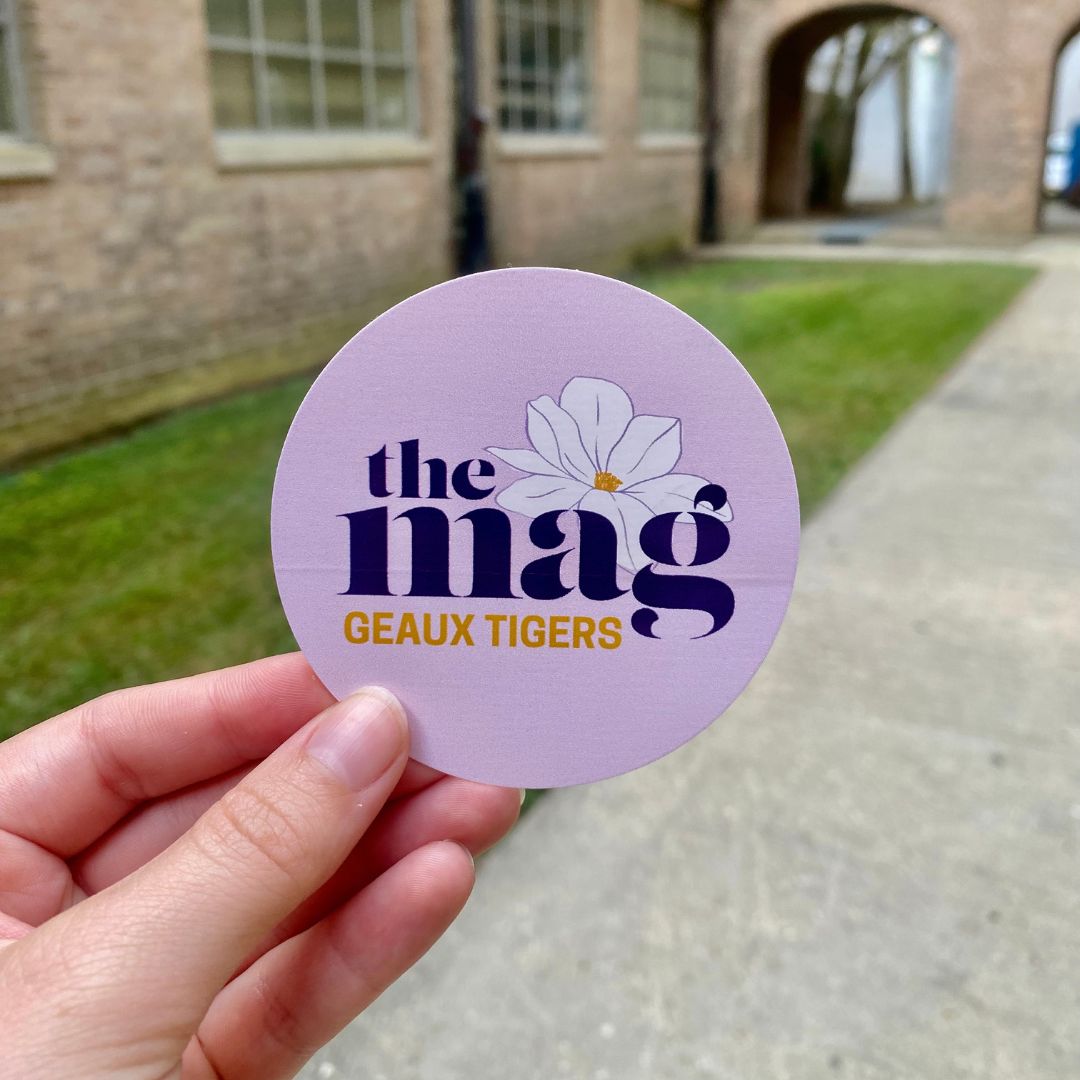 lsuthemag's tweet photo. The Mag has swag now!! Tshirts, gameday buttons, and stickers 😎 Stay tuned for giveaways in the future to have your on mag swag!! https://t.co/cvRvCopjca