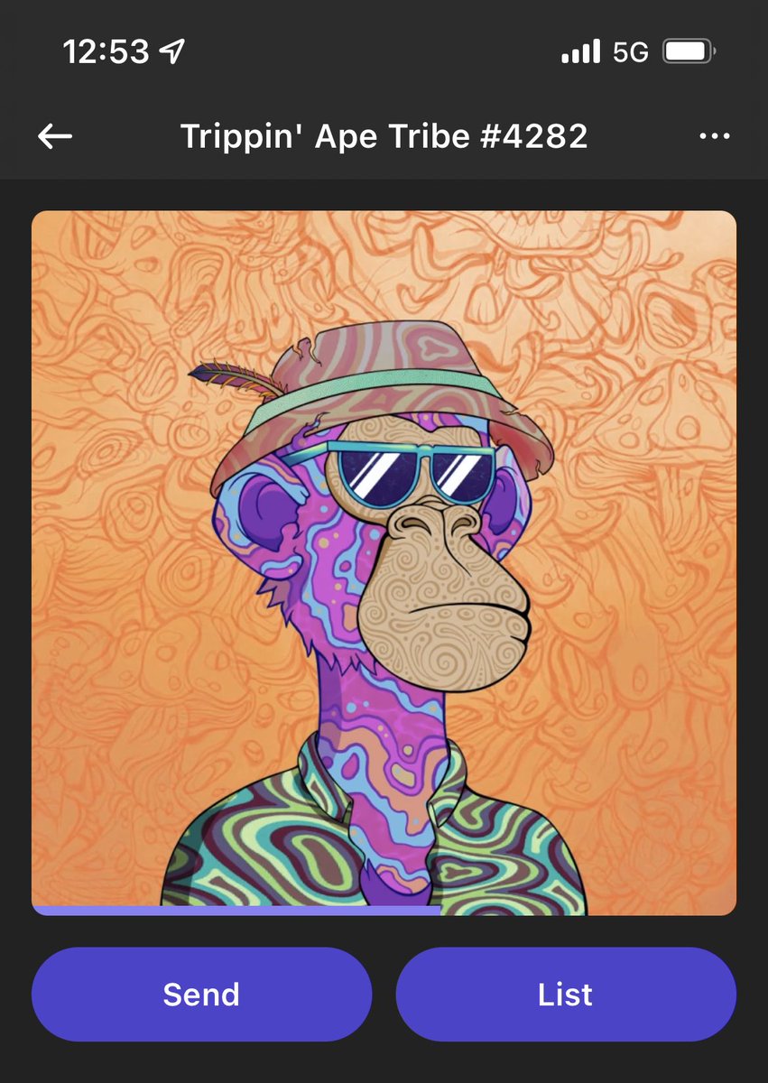 SolVisitors's tweet photo. After seeing how hard @trippinapes / @defigemhunt go with this @degenftevents it changed my mind and I had to pick one up. Got lucky and won it in the FFF raffles. Love the background on this one! https://t.co/h1o1LgO63a