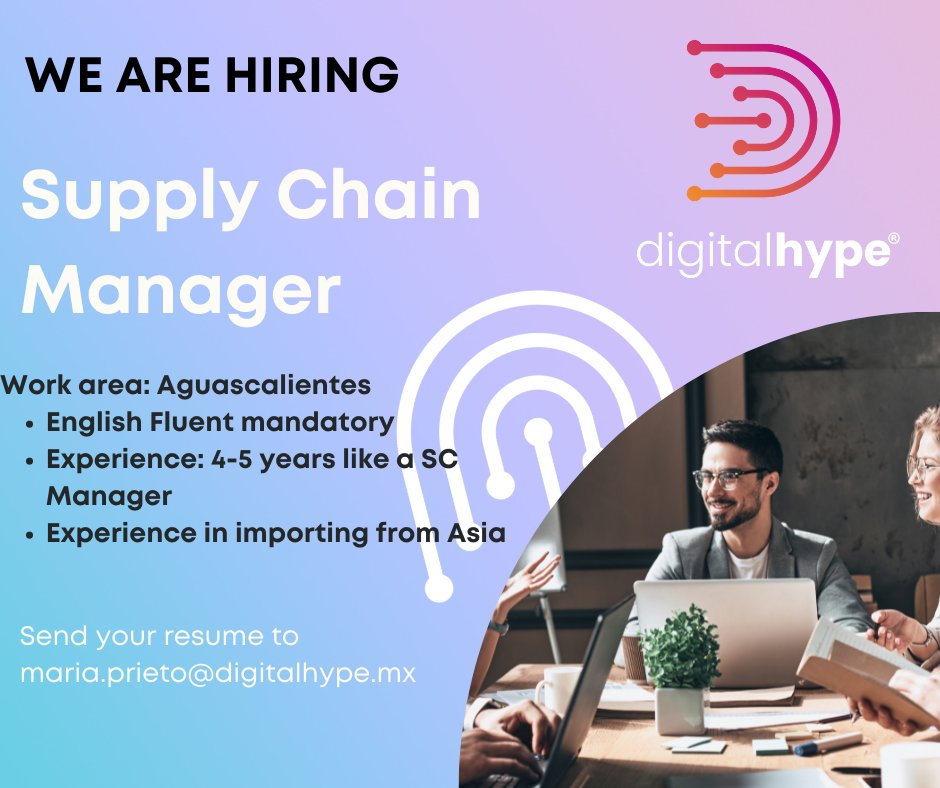 marianievespr's tweet photo. Por si conoces a alguien, estoy buscando un Supply Chain Manager para Aguascalientes #jobs #Aguascalientes #Digitalhype #Wearehiring💫 👊 https://t.co/EivTE4wVoz