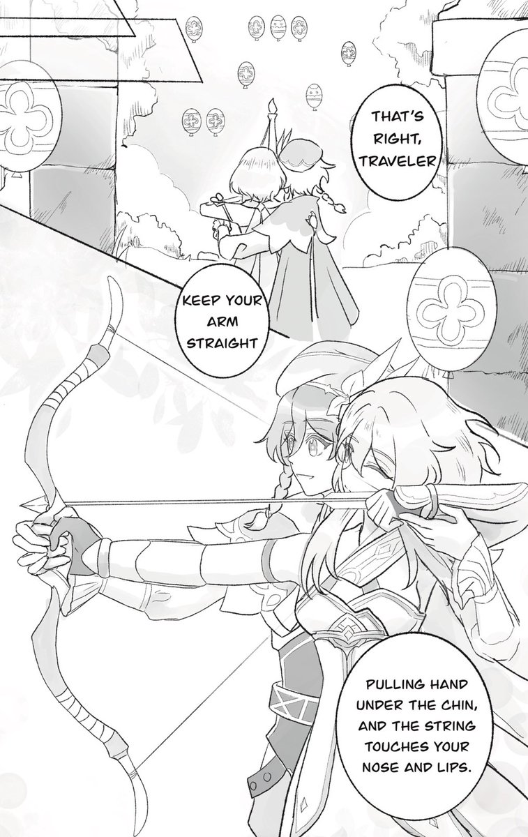 _mylazysister's tweet photo. Archery(1/2)✨️🍃
(มีver.แปลไทยในคอมเม้น)

I hc this event that Vt taught Lm archery is before they are a lover. So unlike my other comic, this time Venti call her traveler 😊
#GenshinImpact #原神
#venti #LUMINE #venlumi #ウェン蛍 #เวนลูมิ #ウェンディ https://t.co/Y7yvxYga5r
