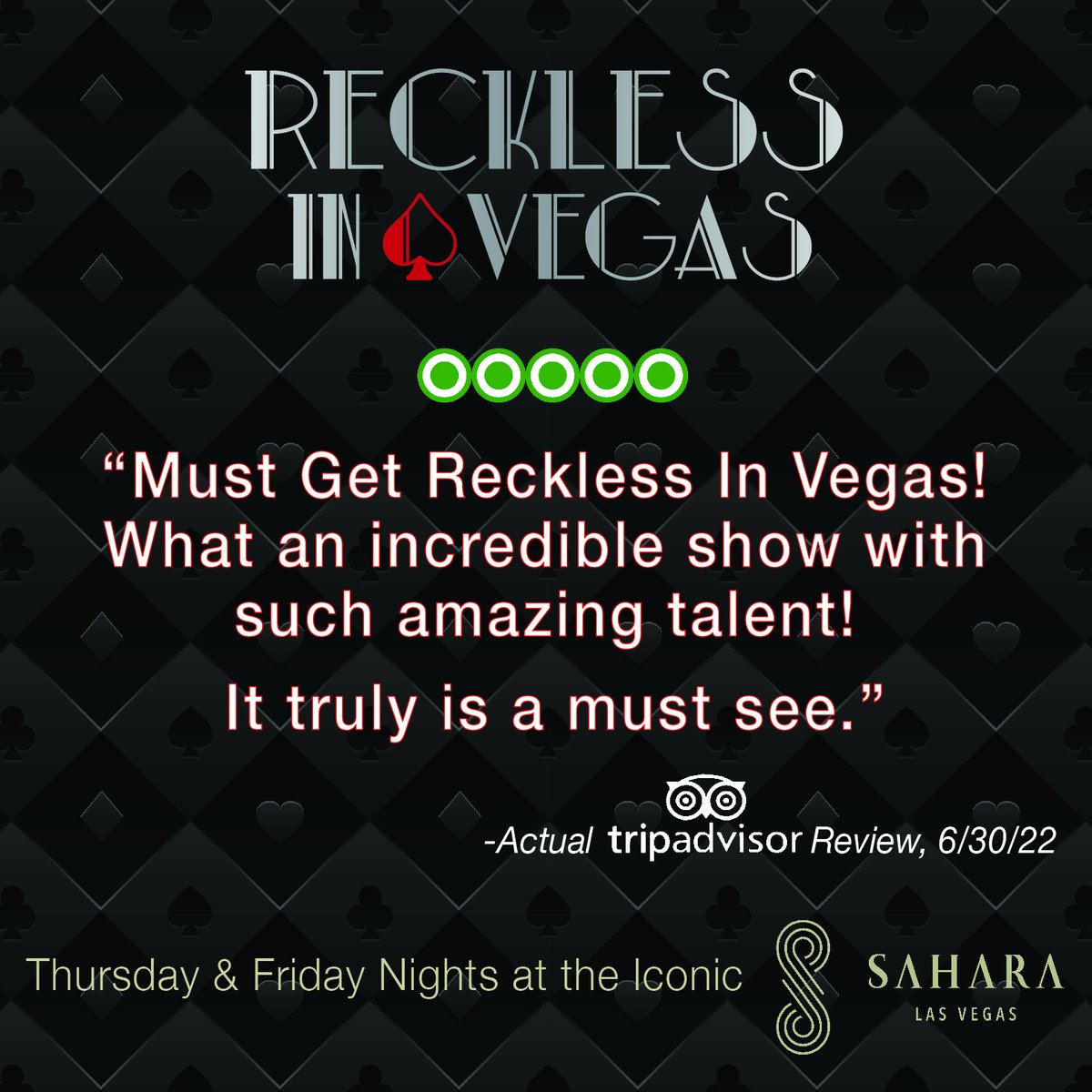 recklessinvegas's tweet photo. A Reckless In Vegas show would be nothing without our incredible fans.
Thank you for showing us love every single performance!
Catch us live inside @SAHARALasVegas every Thursday and Friday evening at 8:30 p.m. #LetsGetReckless https://t.co/C016YmWBRO