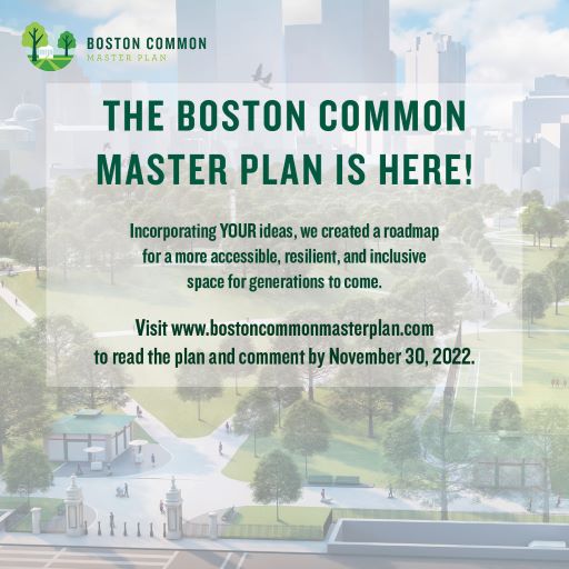 BostonNeighbor's tweet image. The Boston Common Master Plan is here! Incorporating YOUR ideas, @BostonParksDept created a roadmap for a more accessible, resilient, and inclusive space for the present moment and the future. Visit ow.ly/eLeq50L99Gw to read the plan and comment by November 30, 2022.