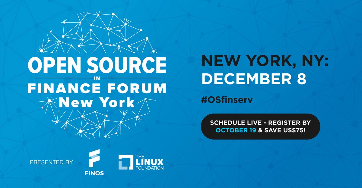 The Open Source in Finance Forum NY schedule is LIVE, featuring 25+ sessions covering the cross section of #finance, #opensource and #technology. View the schedule: hubs.la/Q01pKnRG0 Register by Oct 19 & save US$75: hubs.la/Q01pKrND0 #OSfinserv #fintech #oss