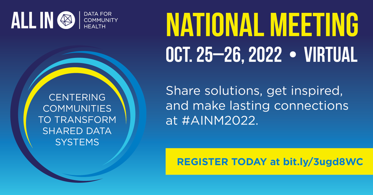 phnci (@phinnovates) on Twitter photo The #AllInData4Health community asked for more networking opportunities & we are happy to deliver - #AINM2022 will have 4 peer networking sessions, chat, booths to explore, & more. Join us: bit.ly/3OM1ueg
<a href="/DASH_connect/">DASH</a> <a href="/PHInnovationLab/">Population Health Innovation Lab</a> <a href="/NJHI_/">NJHI</a> <a href="/networkforphl/">Network for Public Health Law</a> <a href="/PHIdotorg/">PHI: find us other places at PublicHealthInstitute</a> The #AllInData4Health community asked for more networking opportunities & we are happy to deliver - #AINM2022 will have 4 peer networking sessions, chat, booths to explore, & more. Join us: bit.ly/3OM1ueg
<a href="/DASH_connect/">DASH</a> <a href="/PHInnovationLab/">Population Health Innovation Lab</a> <a href="/NJHI_/">NJHI</a> <a href="/networkforphl/">Network for Public Health Law</a> <a href="/PHIdotorg/">PHI: find us other places at PublicHealthInstitute</a>