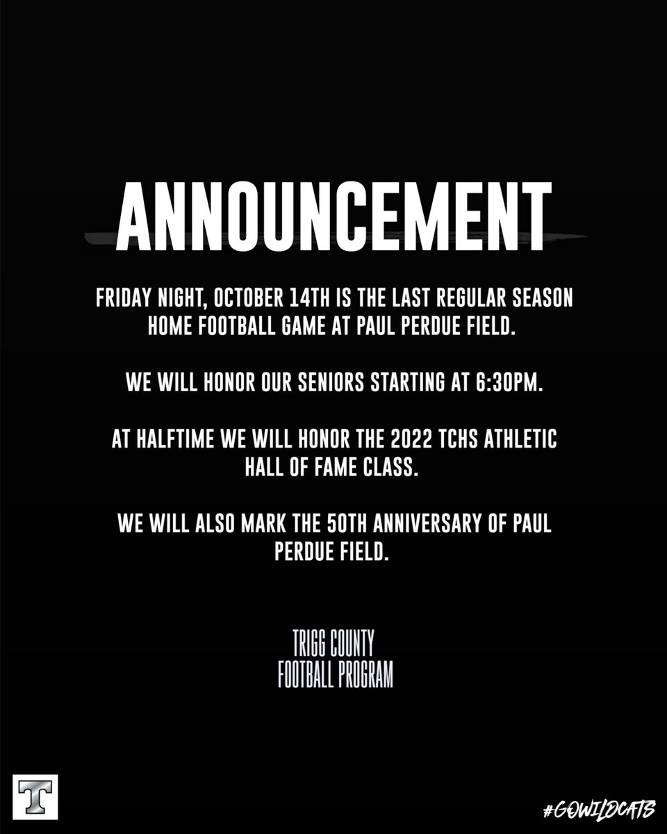 We would love to have former Wildcat Football players to come back and be a part of this special night!! Honoring 50 years on Paul Perdue Field.