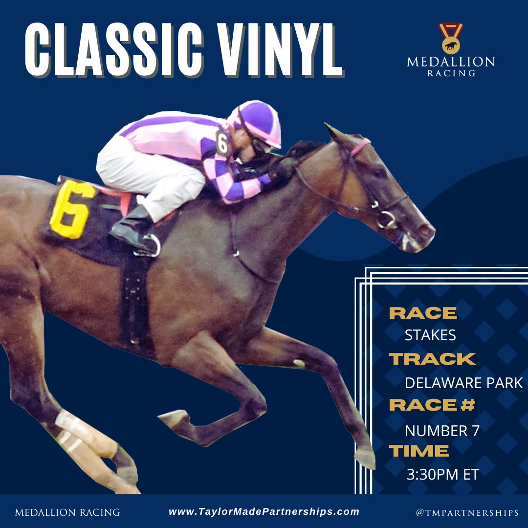Classic Vinyl is headed to Delaware Park after her debut win to run in the $100,000 White Clay Creek Stakes on Friday, October 14th.  Good Luck to our partners! #stakesrace #medallionyearlings <a href="/pshelton8/">Phillip Shelton</a>