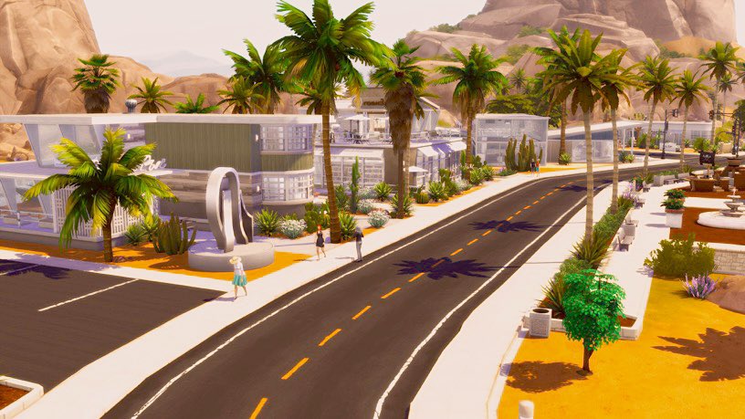 cesarcrx99's tweet photo. My version of Oasis Springs is coming together nicely. The downtown area has been transformed and built filled with fun places to go for your local sims. All lots will be available soon on the gallery. In the future I hope to offer a save file.🌵🏜️@TheSims #ShowUsYourBuilds https://t.co/bo5lc68opn