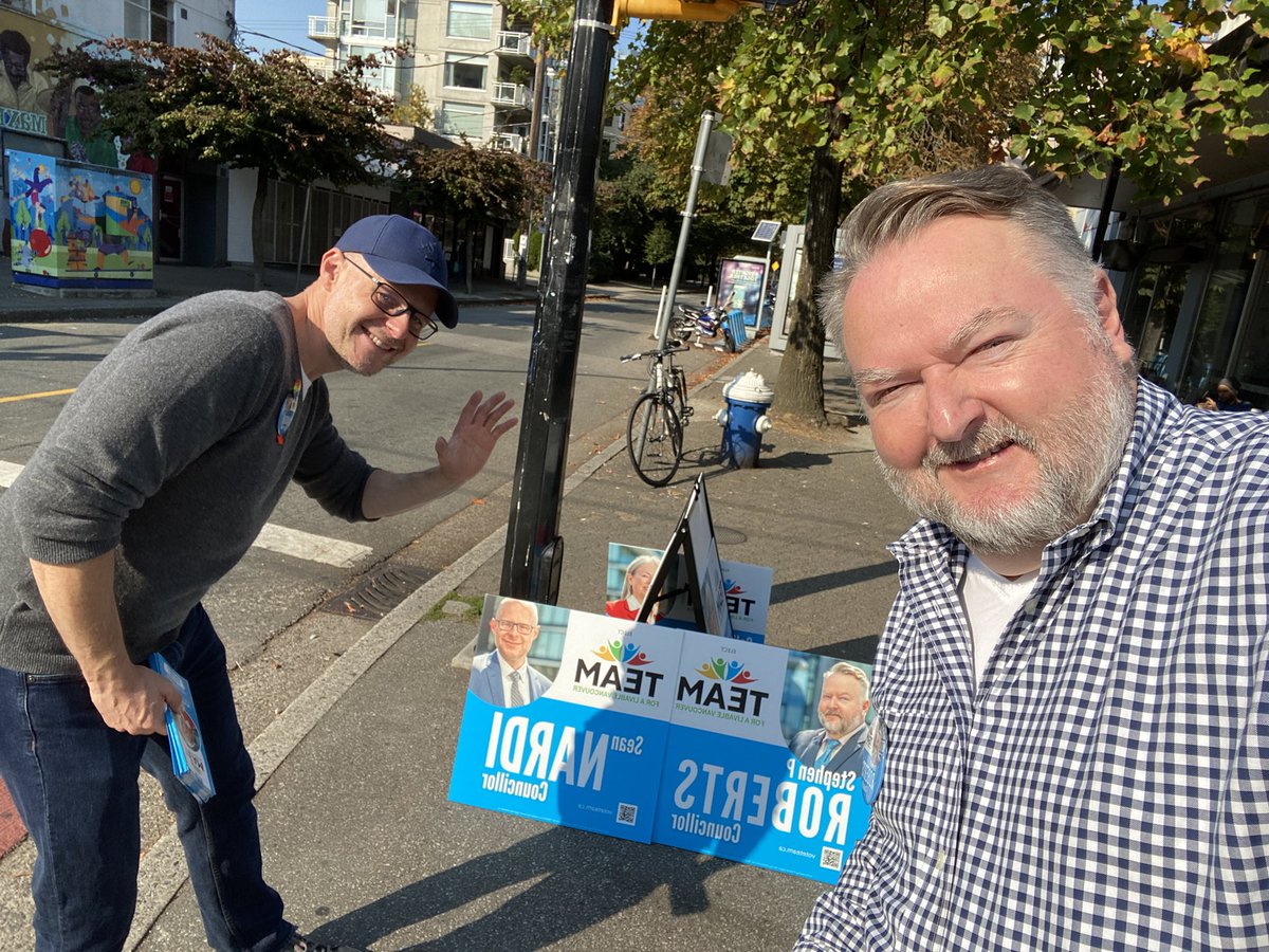 Talking to voters in the West End. TEAM is your voice! <a href="/SeanNardi_YVR/">Sean Nardi</a> <a href="/vote4team/">TEAM for a Livable Vancouver</a> <a href="/CllrHardwick/">Colleen Hardwick</a> <a href="/BillTieleman/">Bill Tieleman</a> <a href="/jimdevaplaza/">Jim Deva Plaza</a> #davievillage