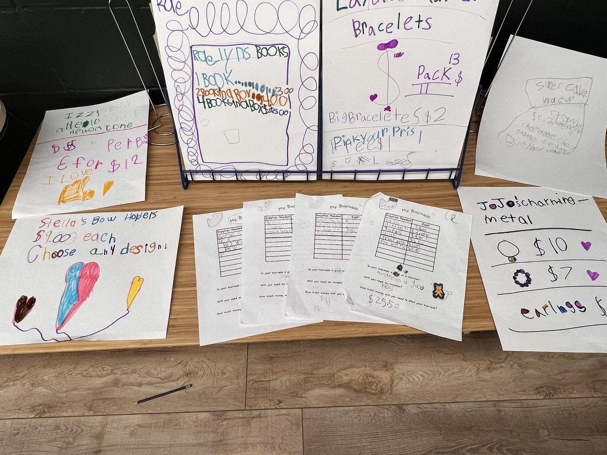 Day 5 of our E-Ship Jr Quest - economics and creating their price boards. These learners (age 5-7) are creating their our business and will be selling their items at our Children’s Business Fair!!!