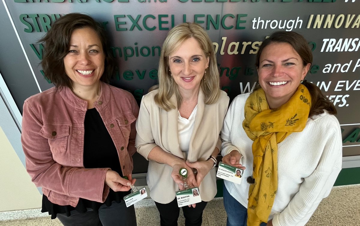 Promotions call for new ONE Card badges! Congratulations to @LadyGrayHair (left) & @quooddy (right) on their promotions to Associate Professor with Tenure & Dr. Karolina Mukhtar (middle) on her promotion to Professor. If you see them around campus, be sure to tell them congrats!