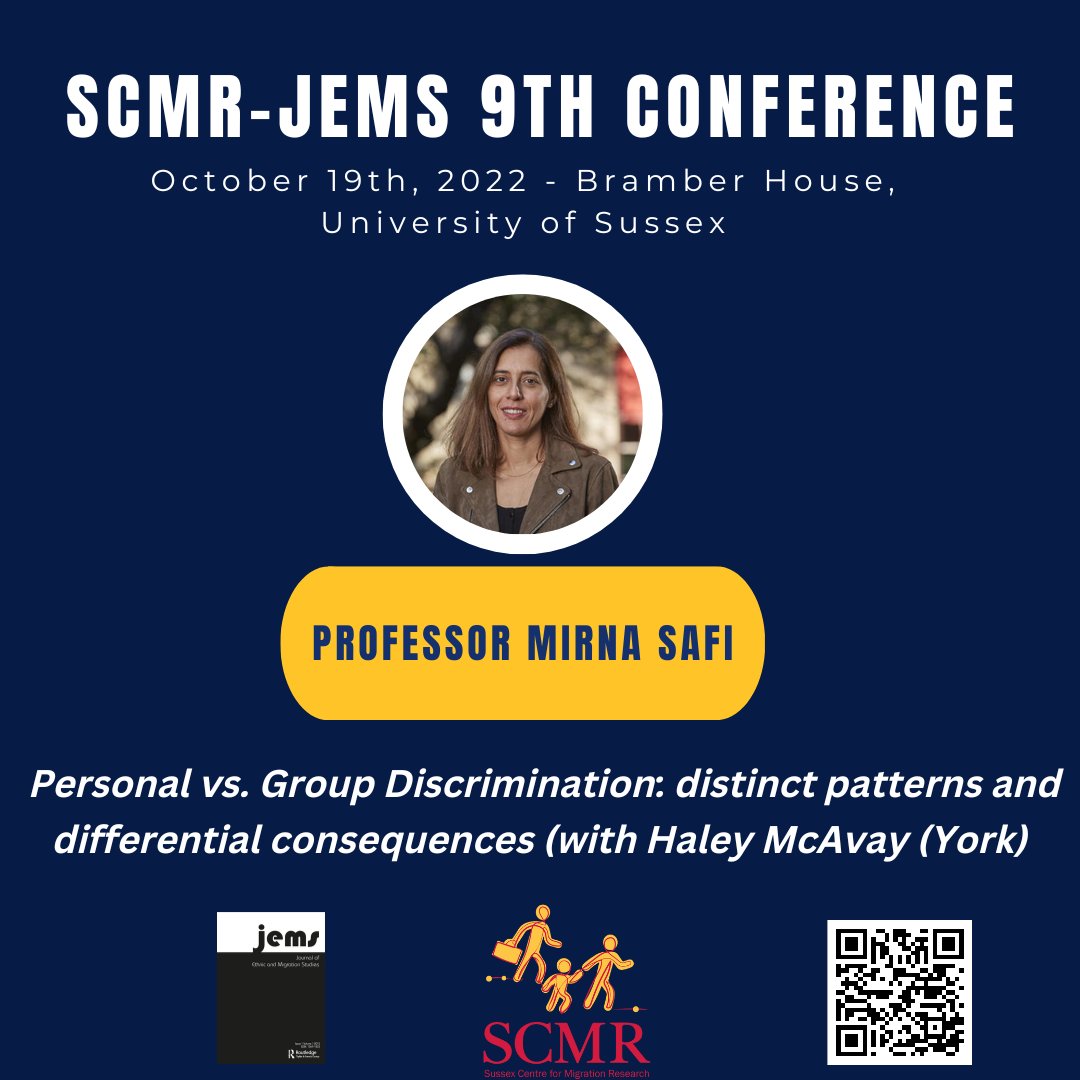 SCMR (@scmrjems) on Twitter photo At the 9th SCMR JEMS conference next week (19th) Professor <a href="/mirna_safi/">Mirna Safi</a> will present her most recent work with Haley McAvay on the differences between personal and group discrimination #9scmrjems
See the full programme and register 9scmrjems.eventbrite.co.uk At the 9th SCMR JEMS conference next week (19th) Professor <a href="/mirna_safi/">Mirna Safi</a> will present her most recent work with Haley McAvay on the differences between personal and group discrimination #9scmrjems
See the full programme and register 9scmrjems.eventbrite.co.uk