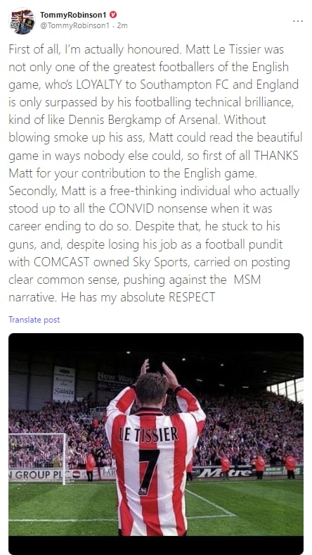 #TommyRobinson on #mattletissier