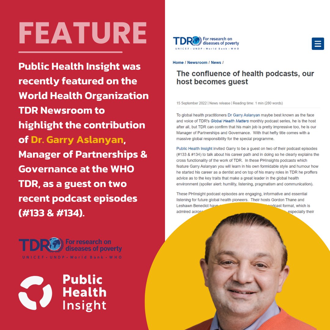 Public Health Insight was recently featured on the <a href="/TDRnews/">TDR</a> to highlight the contribution of <a href="/GarryAslanyan/">Dr Garry Aslanyan</a> as a guest on two recent podcast episodes.

Check out the full article: 👇tdr.who.int/newsroom/news/…