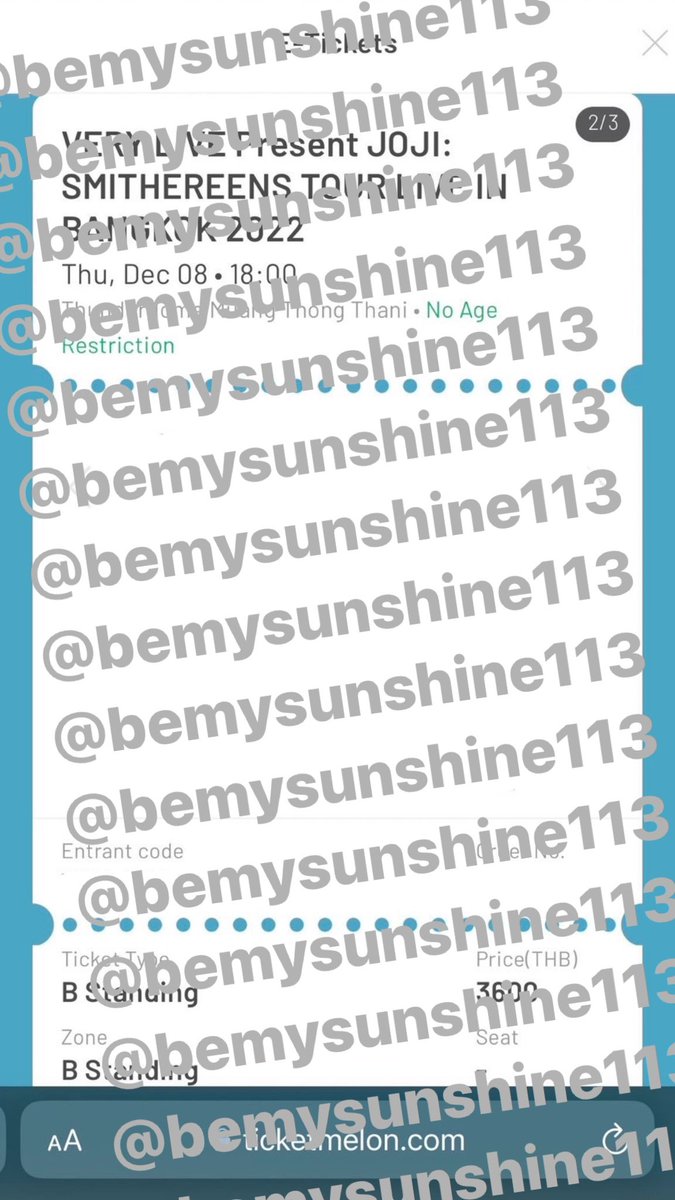 bemysunshine113's tweet photo. ขายบัตร zone B standing 3600 1 ใบ ขายเพราะกดมาชนกับเพื่อนค่ะ DM มาสอบถามก่อนได้ค่า #veryliveJOJI #jojiliveinbangkok #jojiconcert #คอนโจจิ #คอนjoji #joji https://t.co/WahONCSsh0