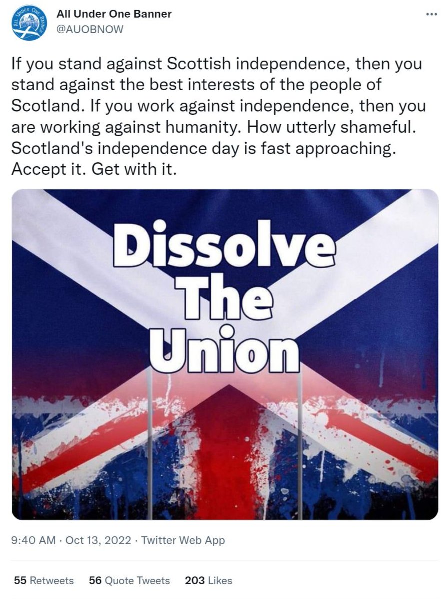 AUOB says you're not just standing against the 'best interests of Scotland', you're 'working against humanity', echoing the Nazis, who used the same kind of dehumanising language against the Jews to make it easier to justify their violence. This HATE is entirely Sturgeon's fault.