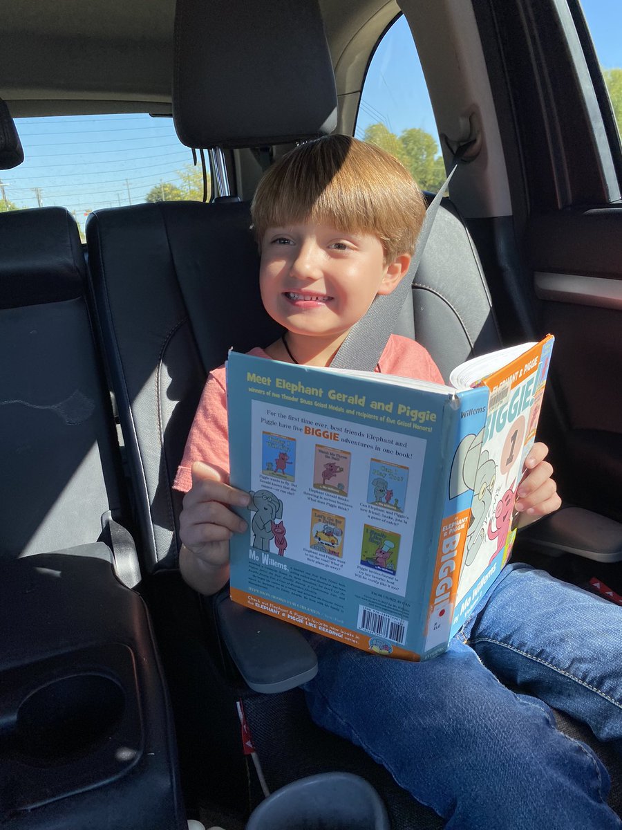 ASLozano0507's tweet photo. Tristan, did you notice the Mo Willems section? Which one should we check out?
Tristan: None of them. I read chapter books now. 
<Two minutes later>
Tristan runs up with Elephant &amp; Piggie Biggie: Look what I found!Can I take this one? Moral:One is never too old for @The_Pigeon https://t.co/QD8Y7mpwsz