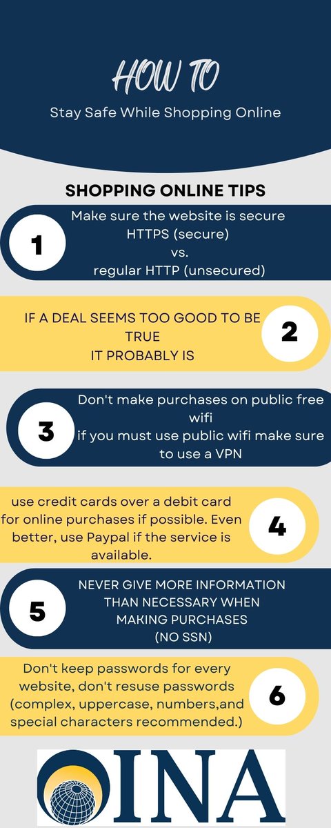 INASecurity's tweet photo. The Holiday Season is right around the corner, follow these 6 rules to keep your information safe when shopping online! https://t.co/DEpPdRzNGw