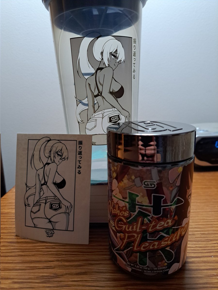 angariusangel's tweet image. Look at what what was delivered today! My new waifu cup Temptation and a tub of Guil-Tea Pleasure. I used code NEKOMANCER to save 10% on this one! This makes 3 of 4 of September's set! I can't wait for the final one to arrive. I'm gonna need a bigger cabinet. 🤣 #needmorestorage