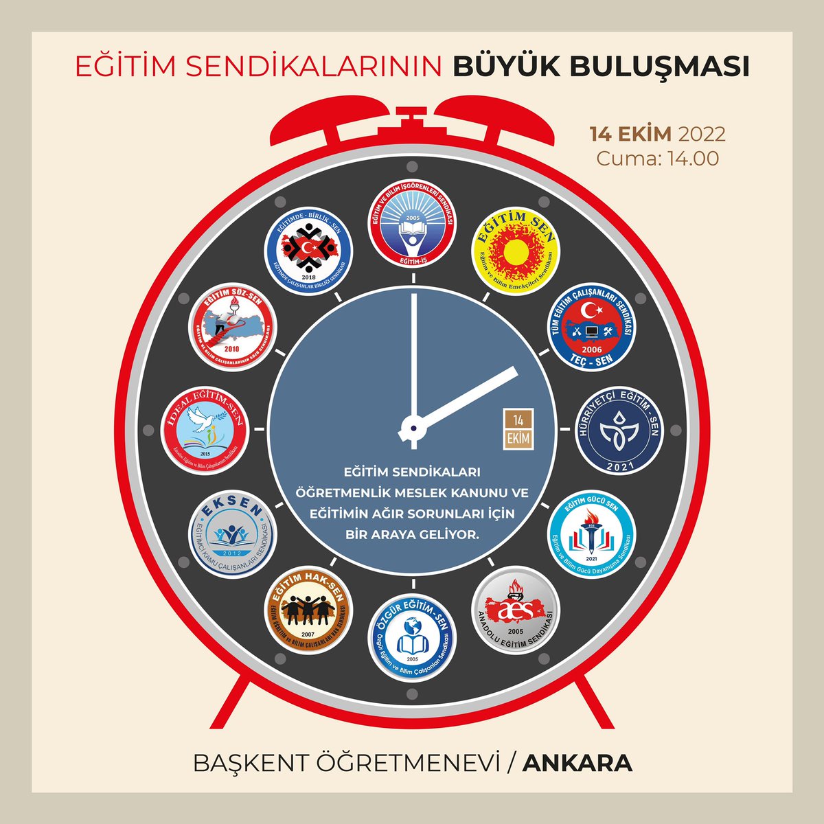 kademozbay_'s tweet photo. Eğitim emekçilerinin haklı mücadelesi için 14 Ekim’de, saat 14’te farklılıkları bir kenara bırakarak buluşuyoruz. 
Birlikte başaracağız! Haklıyız kazanacağız!

#SendikalarBirlikteEyleme
#unvanımogretmen
#ogretmenesaygi 
#egitimebutce https://t.co/C5lt2Ur9BJ