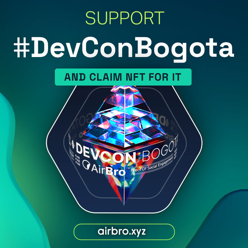 It's cool to be late for the party, but you don't want to be late for this one. #DevConBogota may not come around twice, Bro. ⏳✌️ 
Apply: airbro.xyz/?campaign=14
P.S. This #NFT is just off the hook, c'mon...